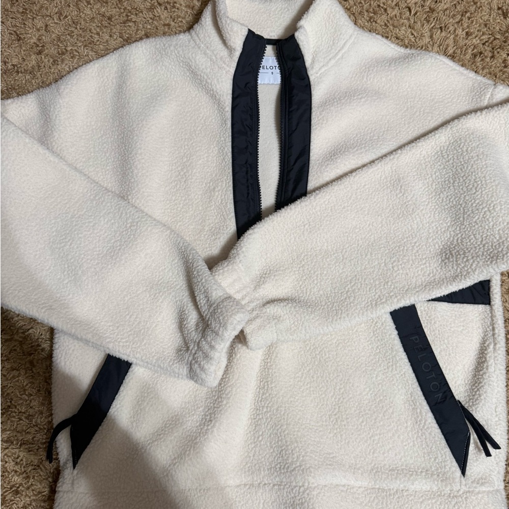 Peloton  Zip Up Sweater in White and Black